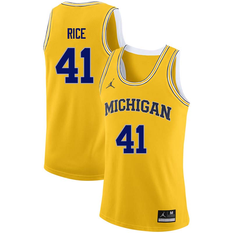 Men #41 Glen Rice Michigan Wolverines College Basketball Jerseys Sale-Yellow